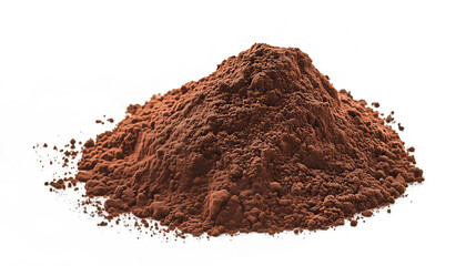 Wall Mural - side view on one single ground cocoa powder pile heap isolated on white background