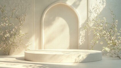 Poster - A serene, minimalistic setting with floral accents and soft lighting.