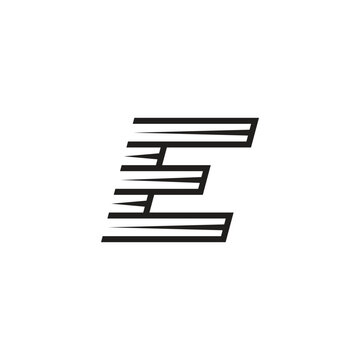 letter e fast red run stripes logo vector