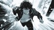 © M Alfan Setyawan - A Youthful Anime Character Running at Breakneck Speed Through a Cityscape in Motion Blur