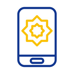 Poster - Smartphone with Islamic star icon. Concept of Muslim mobile app, technology, and religion.