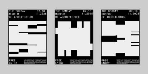 Minimal brutalism Poster Set, Cover Collection Template. Print Template for Flyer and Brochure. Streetwear Brutalism Poster Bundle. Event Template Vector.