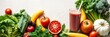 © Chalermrach - A vibrant assortment of vegan detox smoothies made from fresh fruits and vegetables, bursting with vitamins for a springtime health boost, nutrition, vitamin