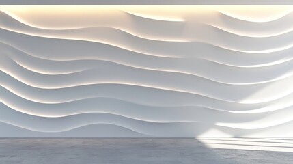 Wall Mural - Modern Minimalist White Wave Wall Interior Design