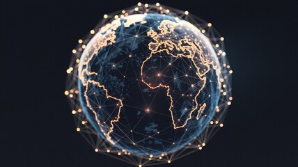 Wall Mural - digital global network visualization with connected nodes