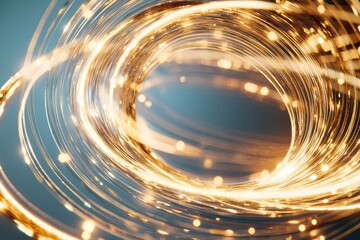 Poster - Glowing golden threads in abstract mandala design digital art vibrant background artistic viewpoint horoscope concept