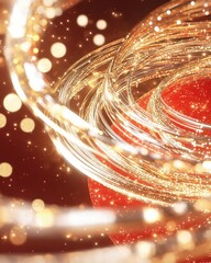 Poster - Dynamic golden pathways of cosmic energy abstract visualization digital art enigmatic space surreal concept