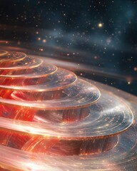 Poster - Abstract cosmic horoscope art digital creation red and gold gradient space environment mystical viewpoint for astrology