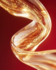 Poster - Dynamic flow of golden light waves abstract art digital creation vibrant environment artistic perspective