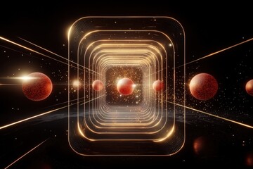 Poster - Glowing orbs forming abstract patterns cosmic space digital art futuristic environment dynamic viewpoint horoscope concept
