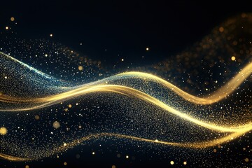 Poster - Golden particles dancing abstractly cosmic space digital art enchanting environment aerial view horoscope inspiration