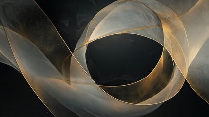 Poster - Symmetrical golden geometric shapes in layered design abstract art modern aesthetics digital environment creative concept