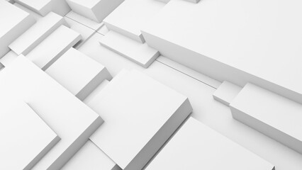 Leinwandbilder - abstract geometric background shapes white square in relief, both high and low used to add different messages to visuals or backdrop images.,3d rendering