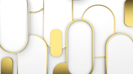 Poster - abstract geometric background Elegant white and gold curved square Use in graphics or background images to add text.,3d rendering