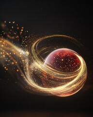 Poster - Cosmic energy flow abstract space digital art dark environment dynamic viewpoint golden pathways concept
