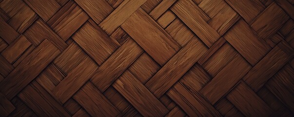 Aufkleber - A textured wooden surface featuring a woven pattern, showcasing rich tones and a natural finish.