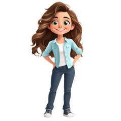 Poster - Cheerful cartoon character posing digital art studio environment whimsical viewpoint friendly concept isolated on transparent background