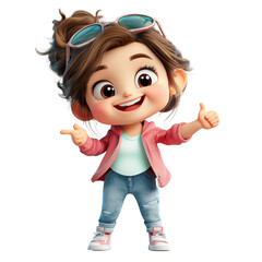 Poster - Cheerful cartoon character giving thumbs up bright background digital playful scene fun concept isolated on transparent background
