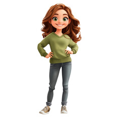 Poster - Cheerful animated character posing digital art studio setting playful theme front view fun concept isolated on transparent background