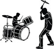 © Hai - Drum-Kit silhouette vector, Drum set vector illustration, Drum-Kit line art vector design
