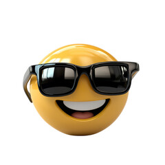 Poster - Joyful emoji wearing sunglasses celebrating life in a fun atmosphere vibrant and playful vibe isolated on transparent background