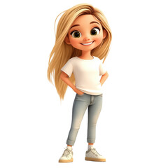 Poster - Cheerful animated character posing digital art studio environment whimsical viewpoint fun concept isolated on transparent background