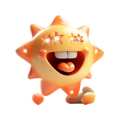 Poster - Joyful cartoon sun character playful environment animation bright colors fun concept for kids isolated on transparent background