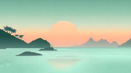 Wall Mural - vector graphic design, green tone, generative ai
