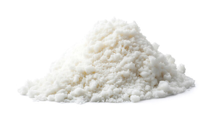 Wall Mural - side view on one single ground coconut flakes powder pile heap isolated on white background