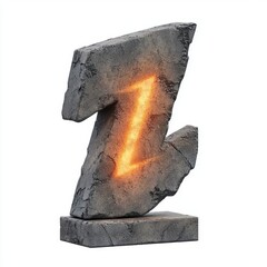 Poster - Decoratively Cracked Stone Number One Sculpture with Glowing Effect