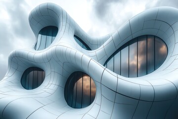 Fototapete - Abstract Architectural Design: Fluid Forms and Modern Windows