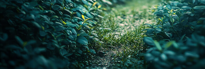 Wall Mural - beautiful green forest with lush plant life growing on the ground, generative ai