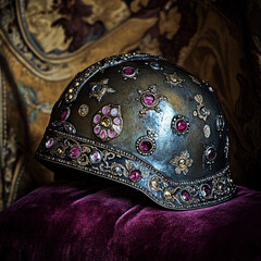 antique jewelled soldier helmet 