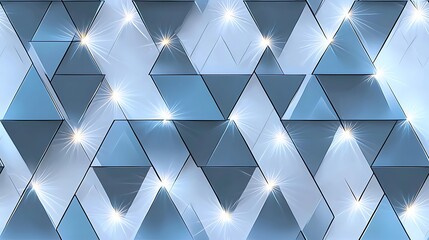 Poster - Abstract Blue Geometric Pattern with Glimmering Lights