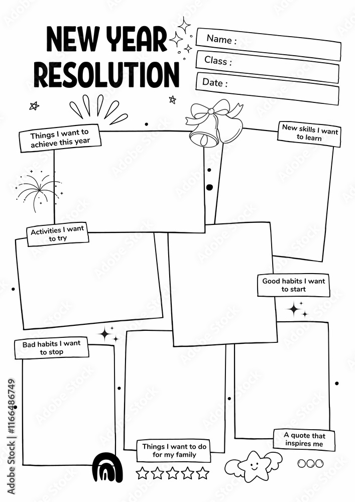 A printable New Year Resolution worksheet for kids and students ...