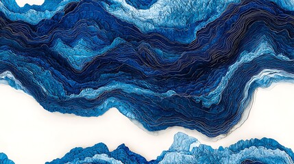 Wall Mural - Abstract Blue Ocean Waves: A Layered Textured Masterpiece