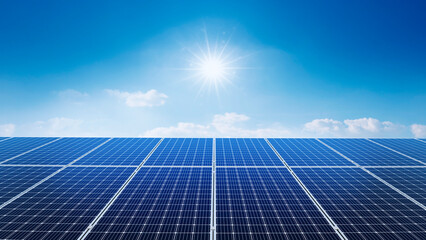 Wall Mural - photovoltaic solar power panel on blue sky ,green clean alternative energy. environmentally friendly