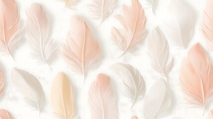 Wall Mural - Pastel Feathers: A Delicate Arrangement of Soft Hues