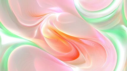 Wall Mural - Abstract Pastel Swirls: A Symphony of Peach, Pink, and Mint