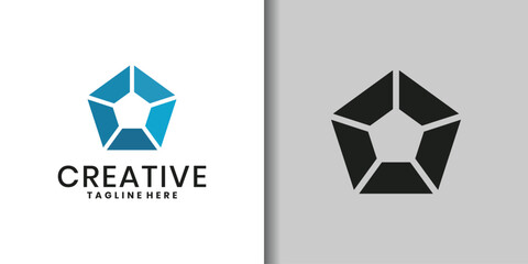 Geometric pentagon logo design template