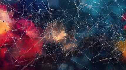 Poster - Low Polygon Network Backdrop Representing Connections and Data Flow