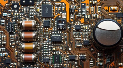 Poster - Close-Up of Intricate Electronic Circuit Board with Detailed Components