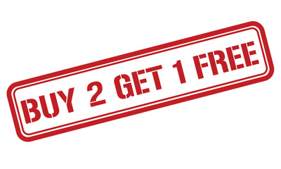 BUY. 2 GET 1 FREE red stamp text vector