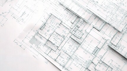 Fototapete - Detailed Modern Residential Blueprint and Architectural Design Plan
