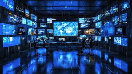 Poster - Modern High-Tech Office Space with Interactive Smart Screens