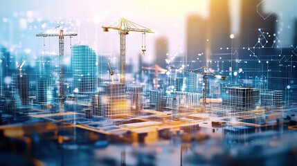 Poster - Abstract Futuristic City Design with Construction Elements