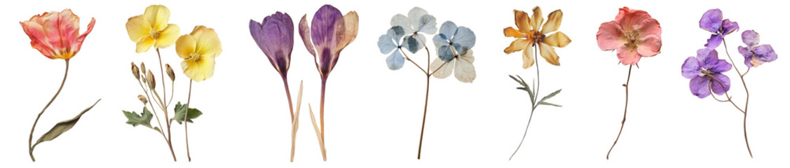 Canvas Print - png vintage floral botanical illustrations collection, element set on transparent background