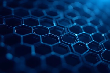Fototapete - Black and blue hexagon transparent pattern abstract background, futuristic wallpaper.