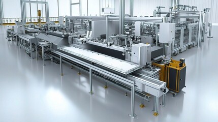 Poster - advanced automated machinery in modern industrial manufacturing line