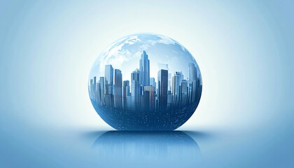 Poster - Abstract tech concept with a dynamic globe and sleek modern city infrastructure, representing global business and innovation, ideal for technology websites